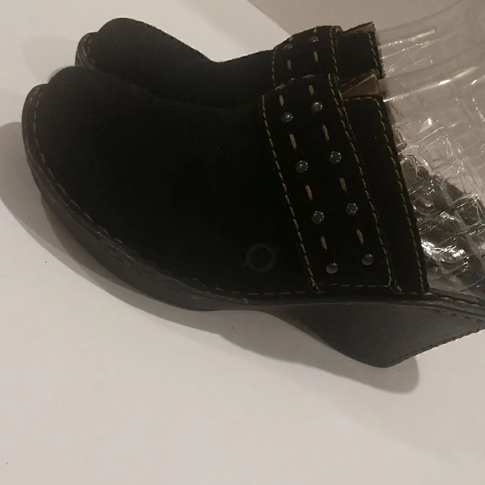 👍 Born Black Leather Mules Size 38.  S2 - Picture 3 of 9